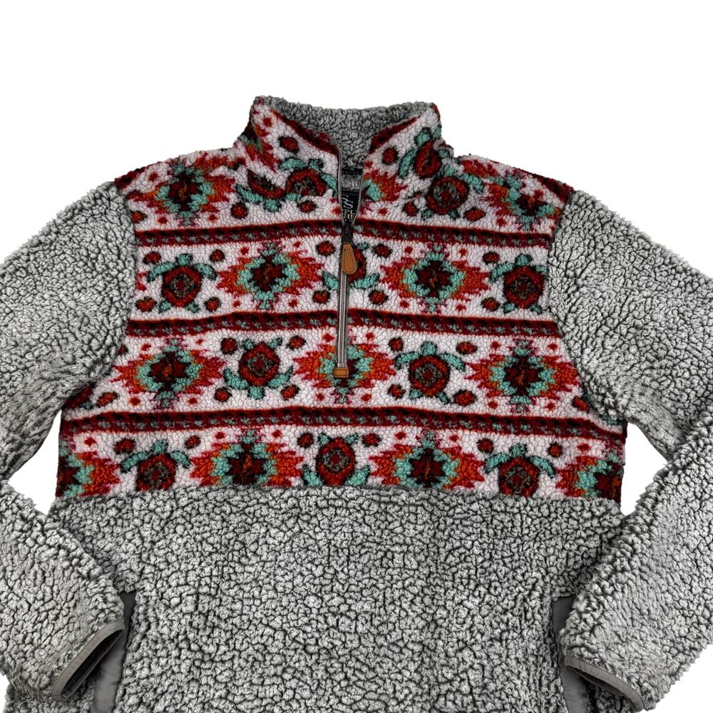 Simply Southern Plush Fleece Aztec Southwestern Cozy Pullover Women's Size M - Picture 2 of 6